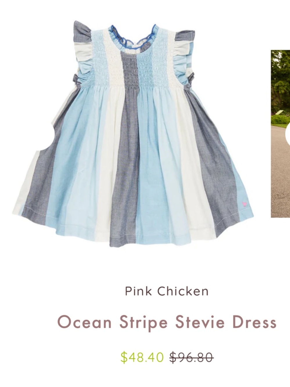 Pink Chicken Blue, Light Blue & White Striped Smocked Dress